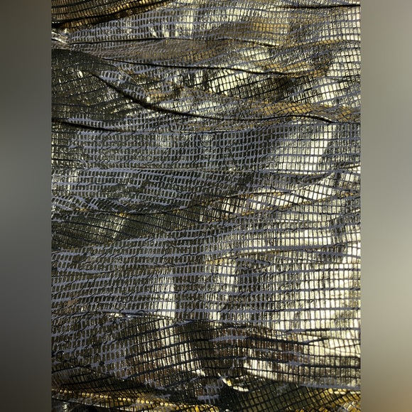 Zeynep Arcay Ruched Mini Chiffon Dress in Metallic Gold 100% silk. Size US 4 - Picture 12 of 12